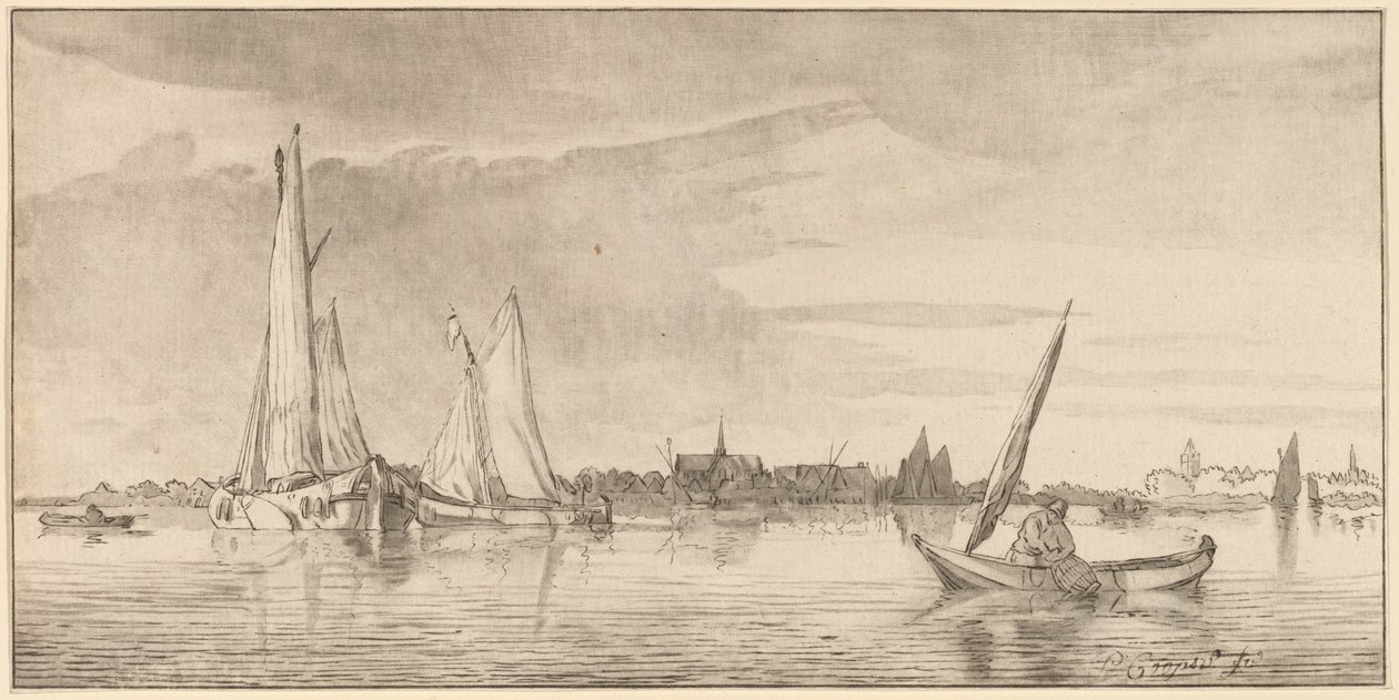 Fiume con città da Bernhard Schreuder