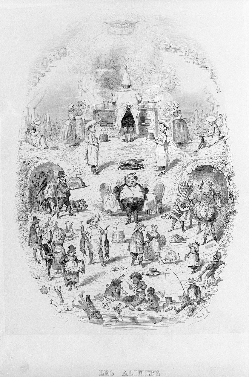 Cibo: cucina e diversi modi di preparare il cibo in Brillat - Savarin illustrato da Bertall. Parigi 1840 da Bertall