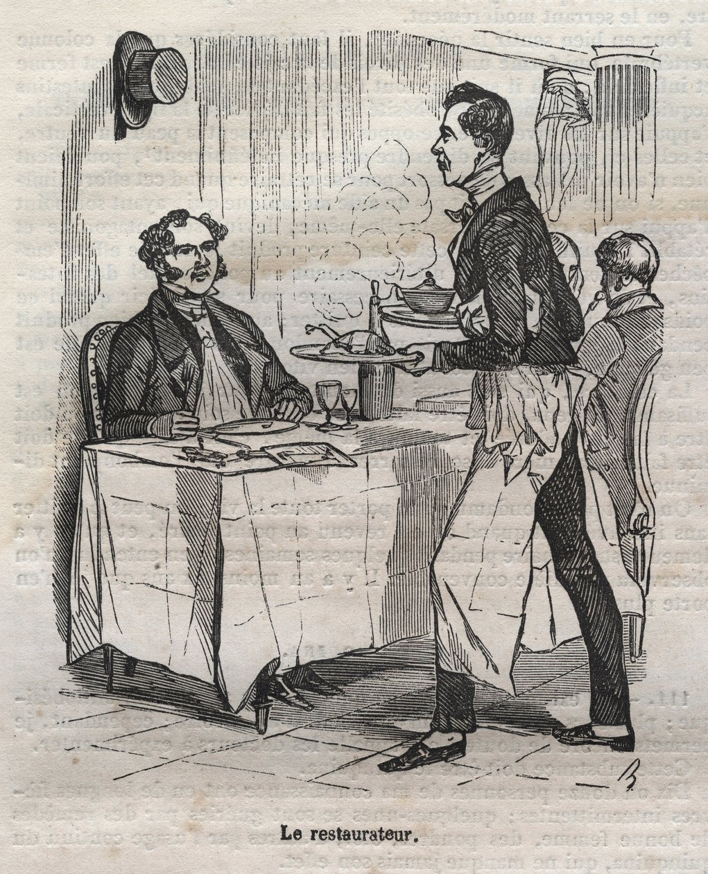 Le restaurateur - incisione in "La Physiologie du gout" di Jean Anthelme Brillat Savarin da Bertall
