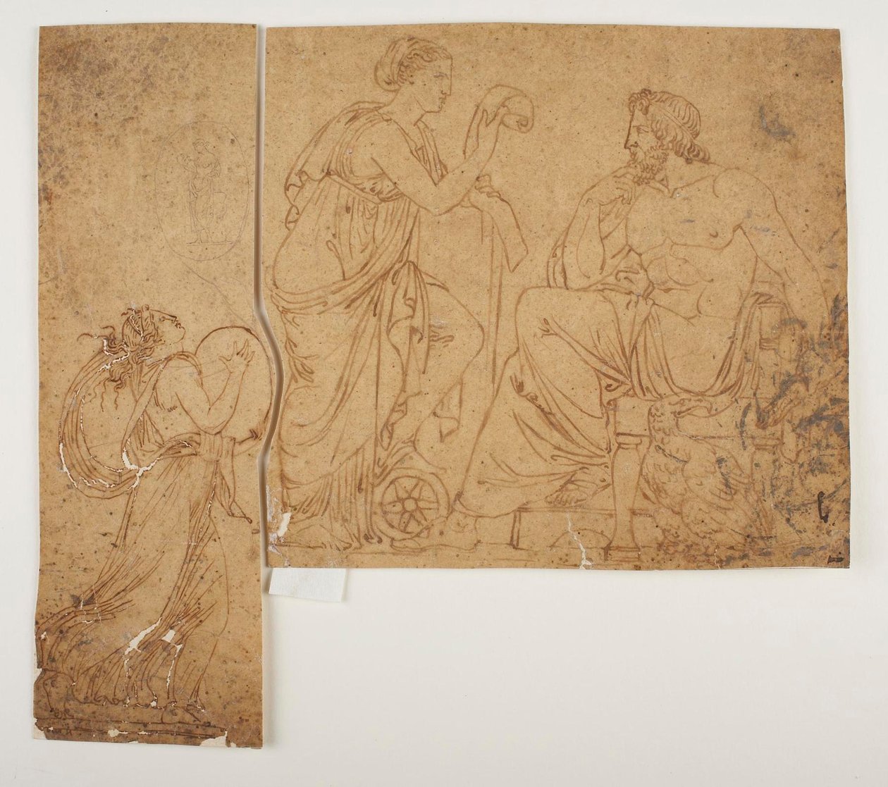 Mänade spielt das Zimbel. Nemesis liest Jupiter die Taten der Menschen vor da Bertel Thorvaldsen