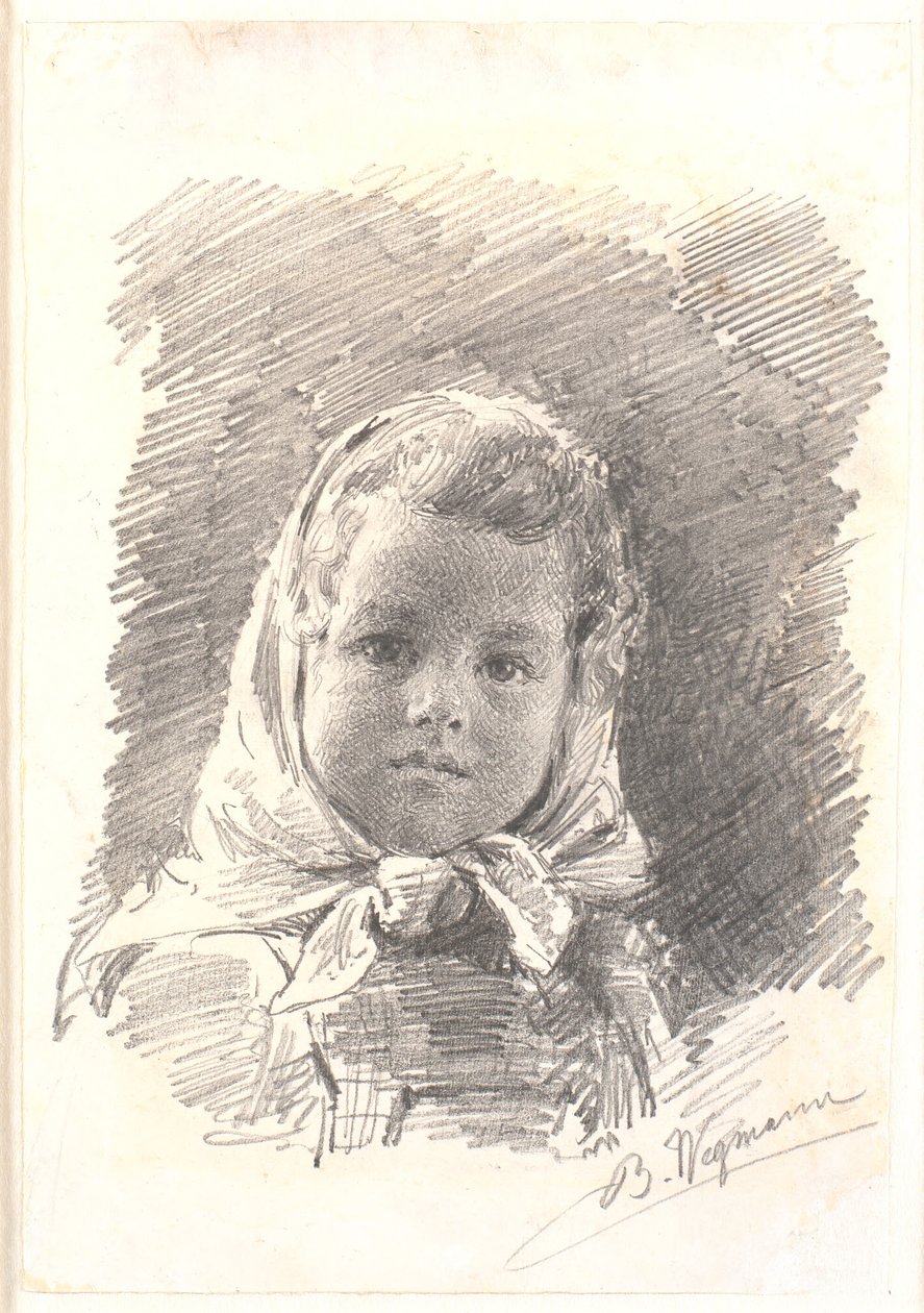 Ritratto di una bambina con un fazzoletto in testa da Bertha Wegmann