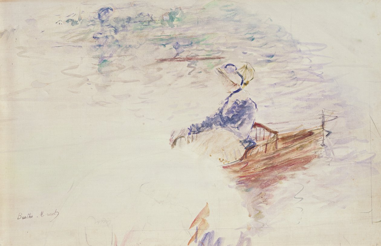 Schizzo di una giovane donna in una barca, 1886 da Berthe Morisot