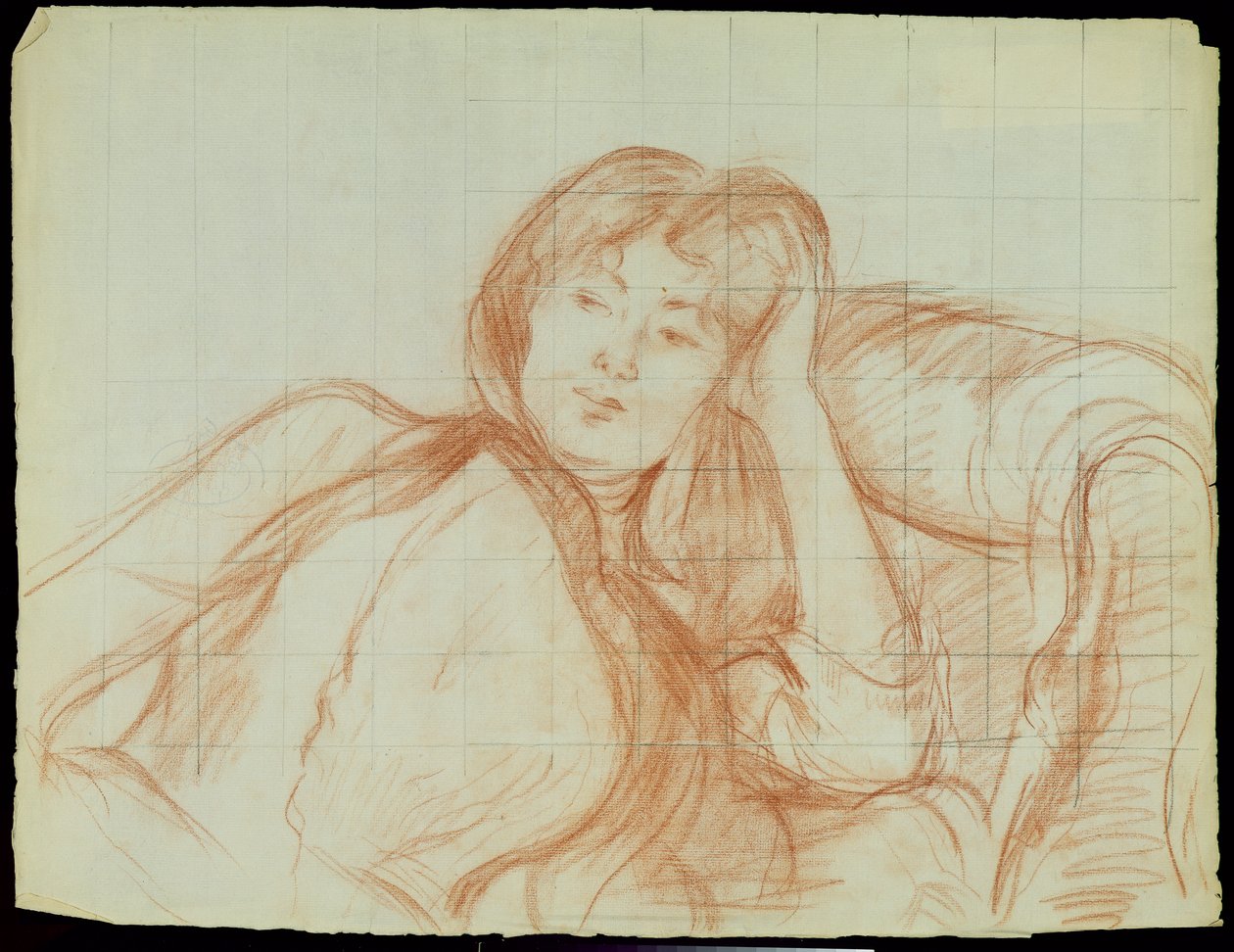 Giovane ragazza appoggiata sul gomito, 1887 da Berthe Morisot