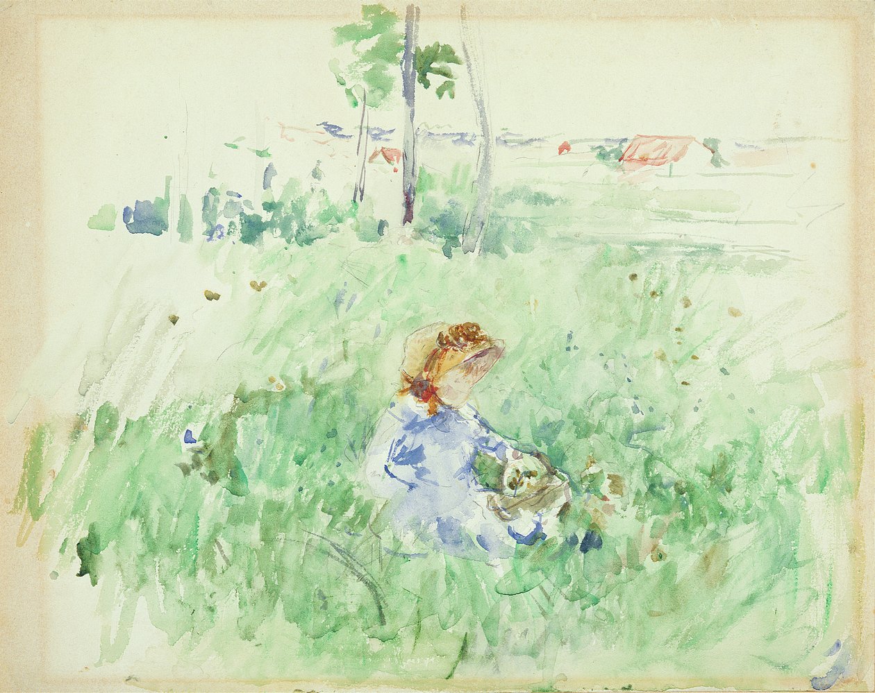 Giovane ragazza seduta sul prato, 1882 da Berthe Morisot