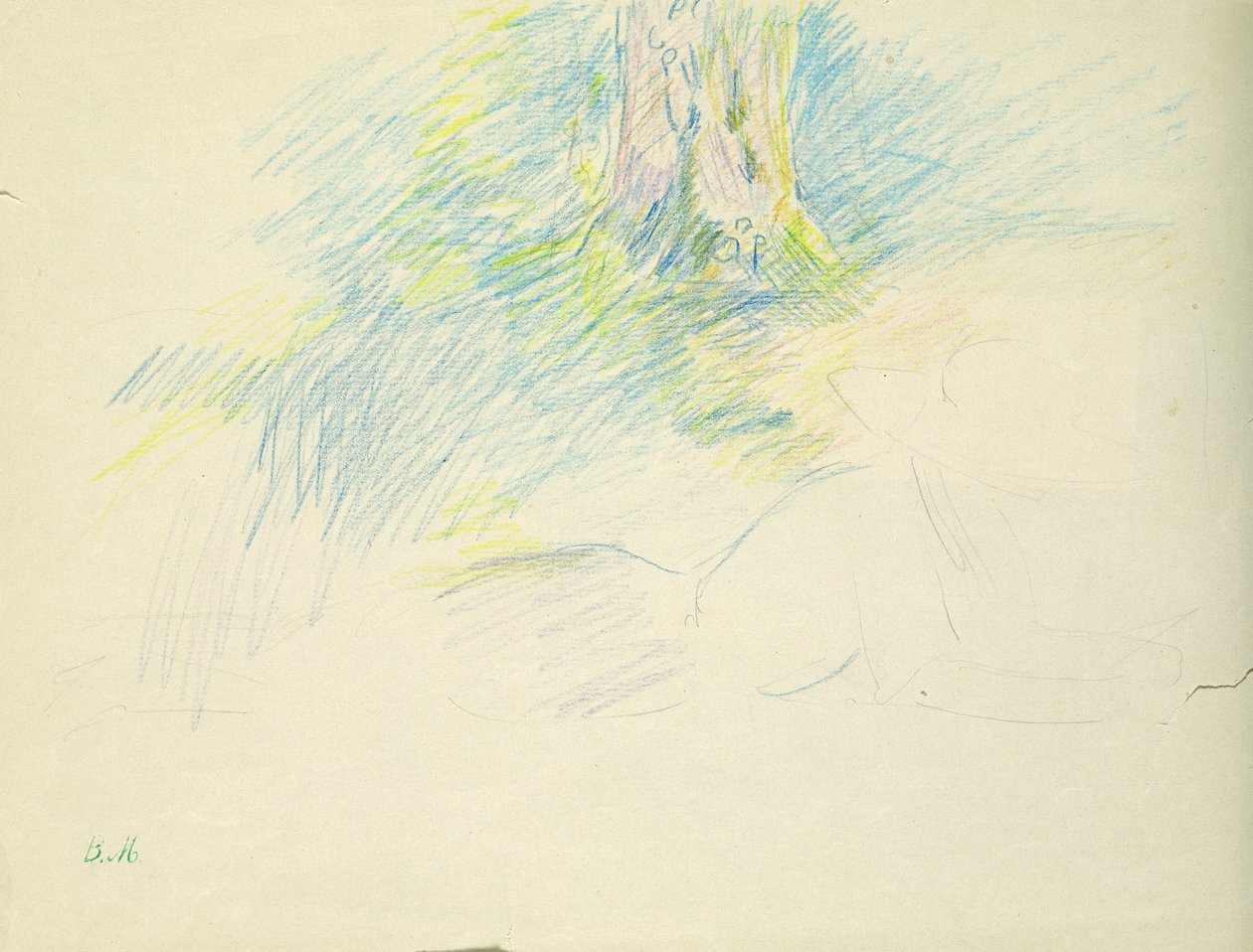 Giovane ragazza sdraiata sotto un albero, 1891 da Berthe Morisot