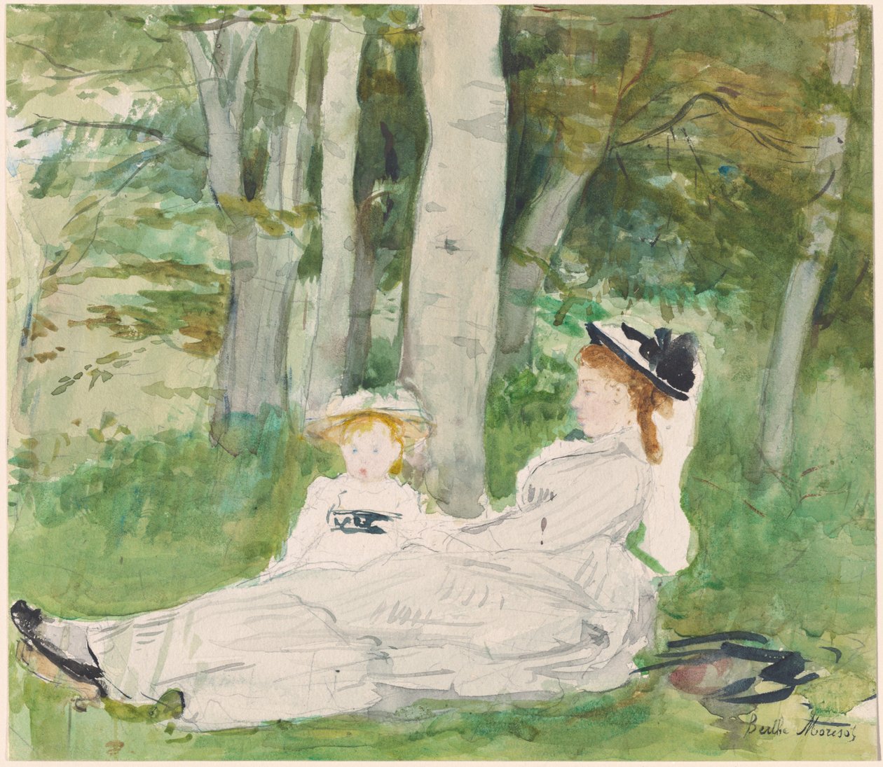 Ai margini della foresta (Edma e Jeanne) da Berthe Morisot