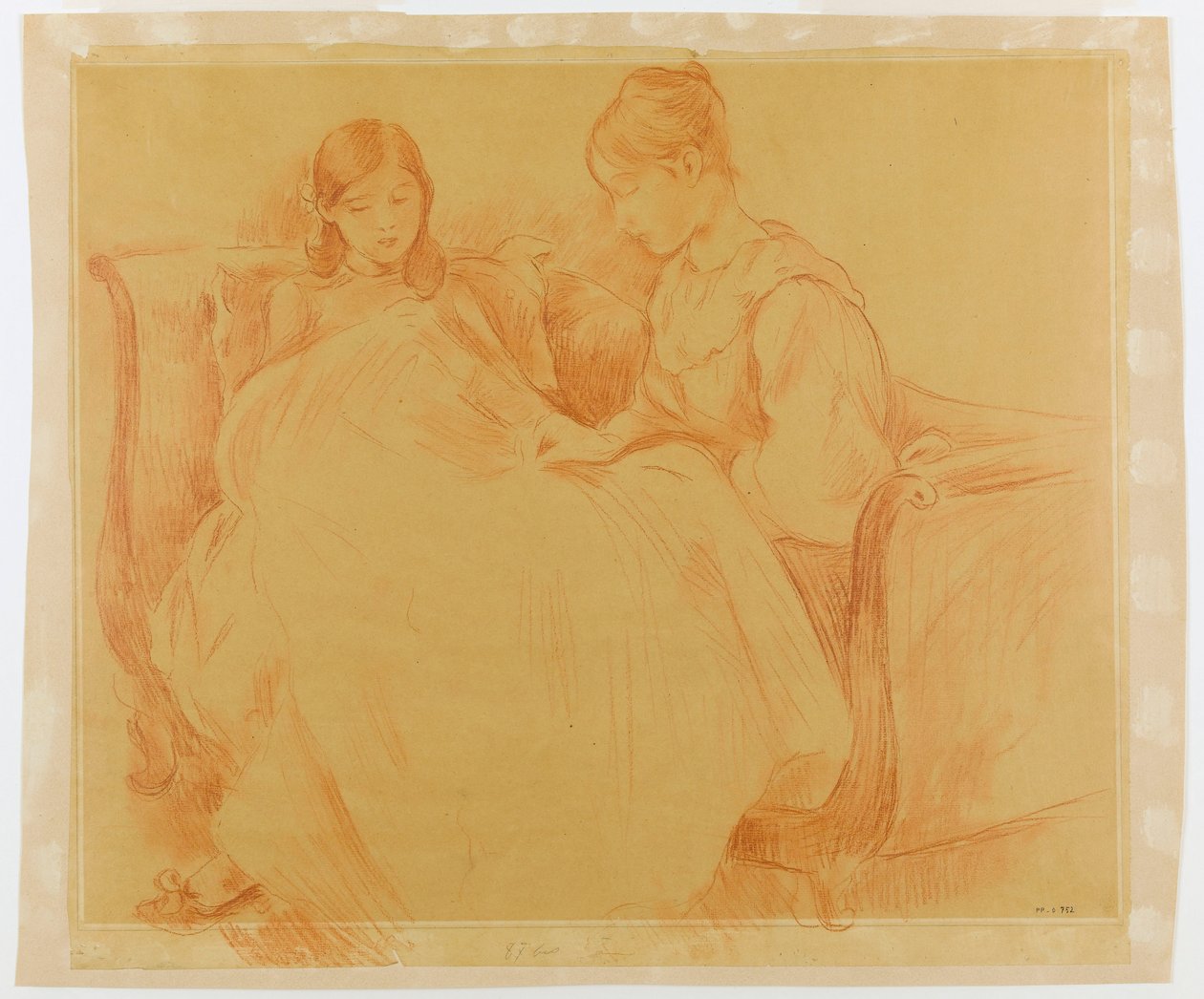Studio di giovani ragazze che cuciono da Berthe Morisot