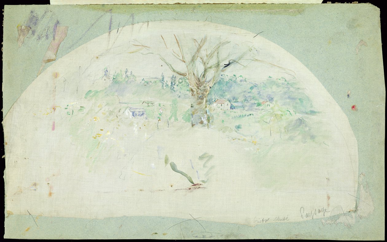 Ventaglio raffigurante Bougival, 1884 da Berthe Morisot