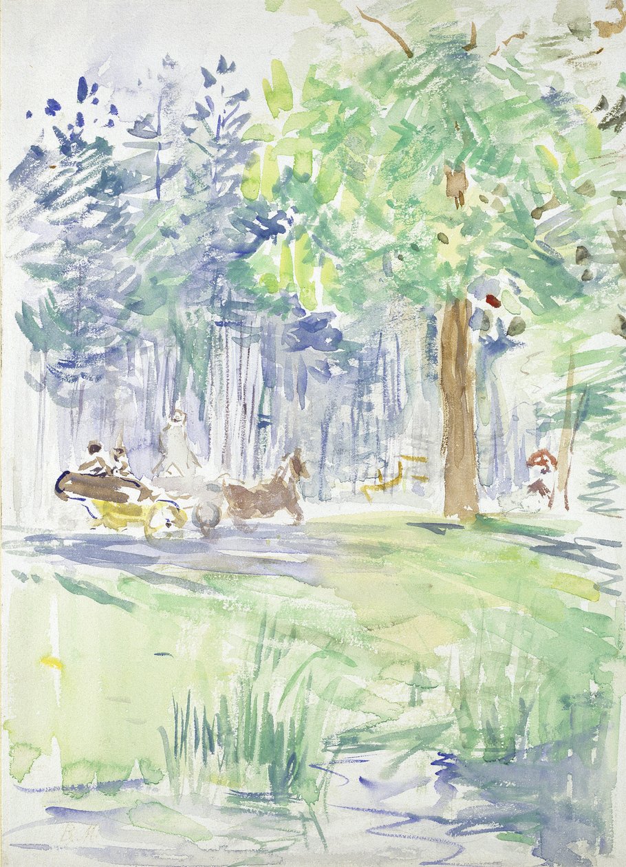 Cavallo e carrozza su una strada boschiva, dopo il 1883 da Berthe Morisot