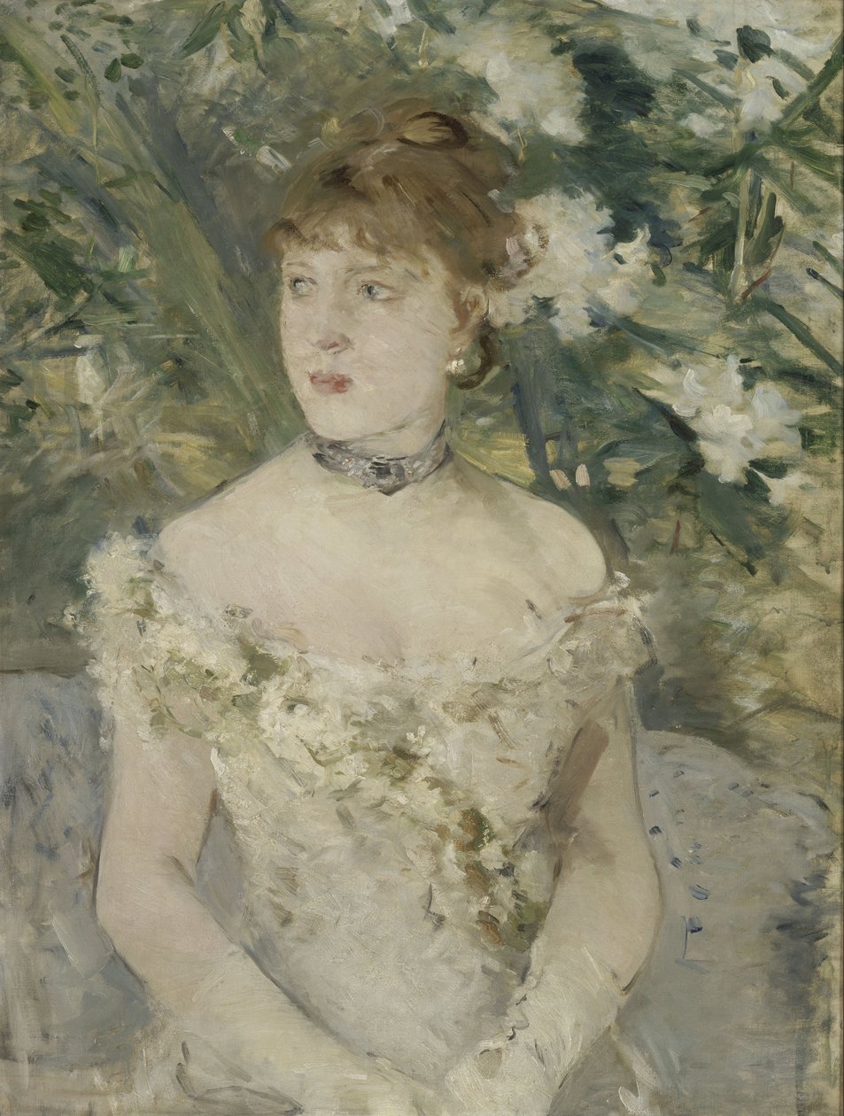 Giovane donna al ballo da Berthe Morisot