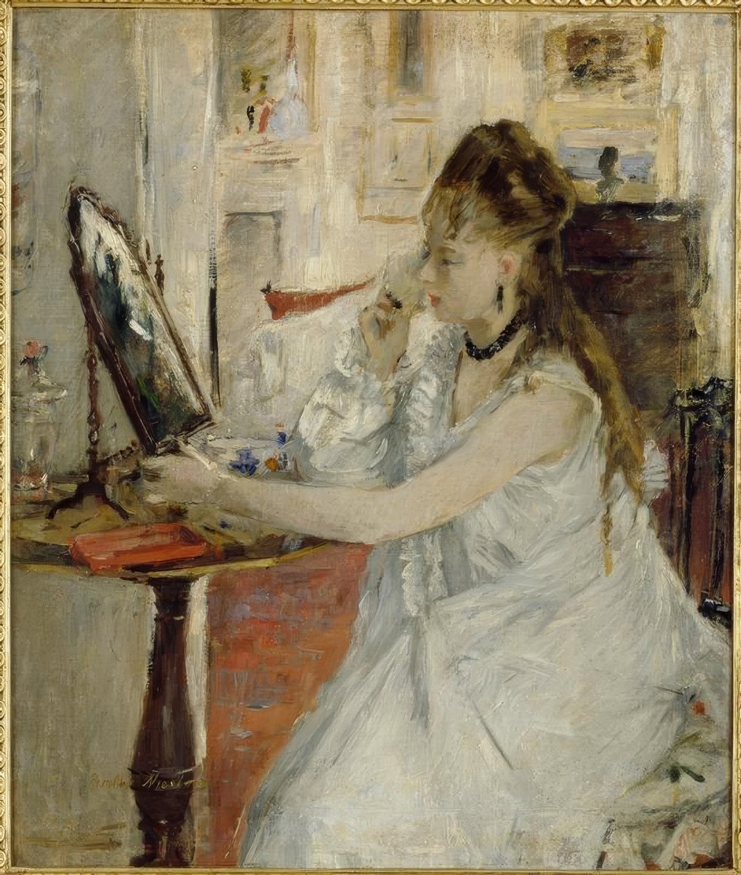 Giovane donna che si incipria da Berthe Morisot