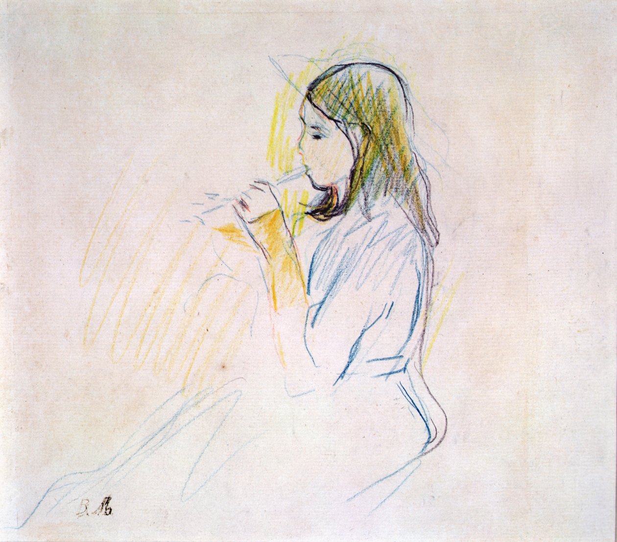 La figlia di Manet che suona il flauto dolce da Berthe Morisot