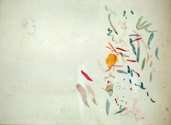 Schizzo di una testa di donna e linee di colore, possibilmente da un taccuino, 1887 da Berthe Morisot