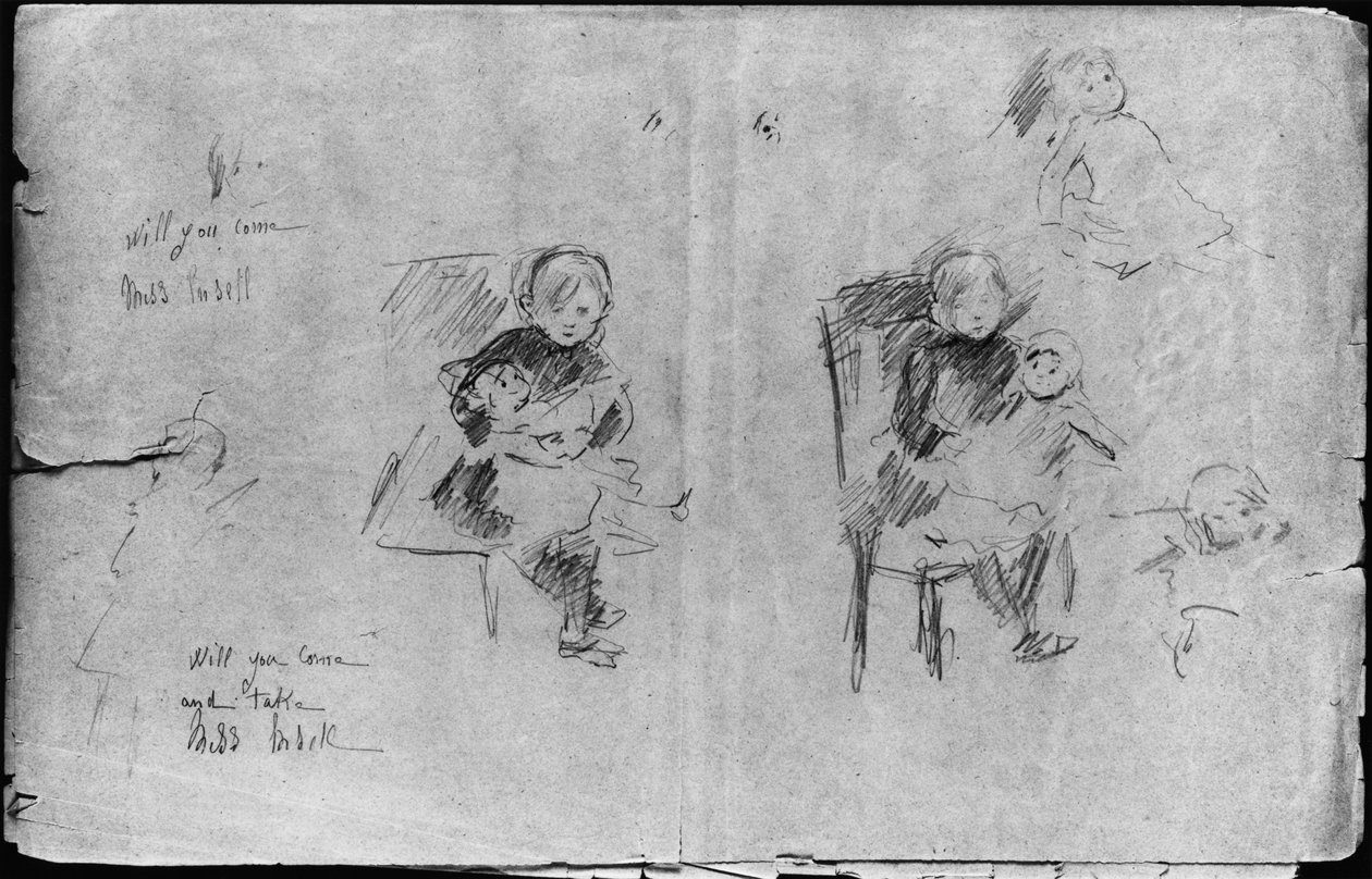 Studi per una bambina con una bambola, 1884 da Berthe Morisot