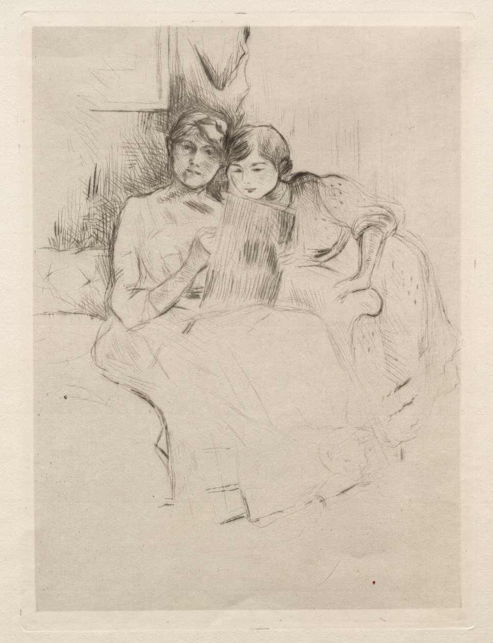 La Lezione di Disegno (Berthe Morisot Disegna con Sua Figlia) da Berthe Morisot