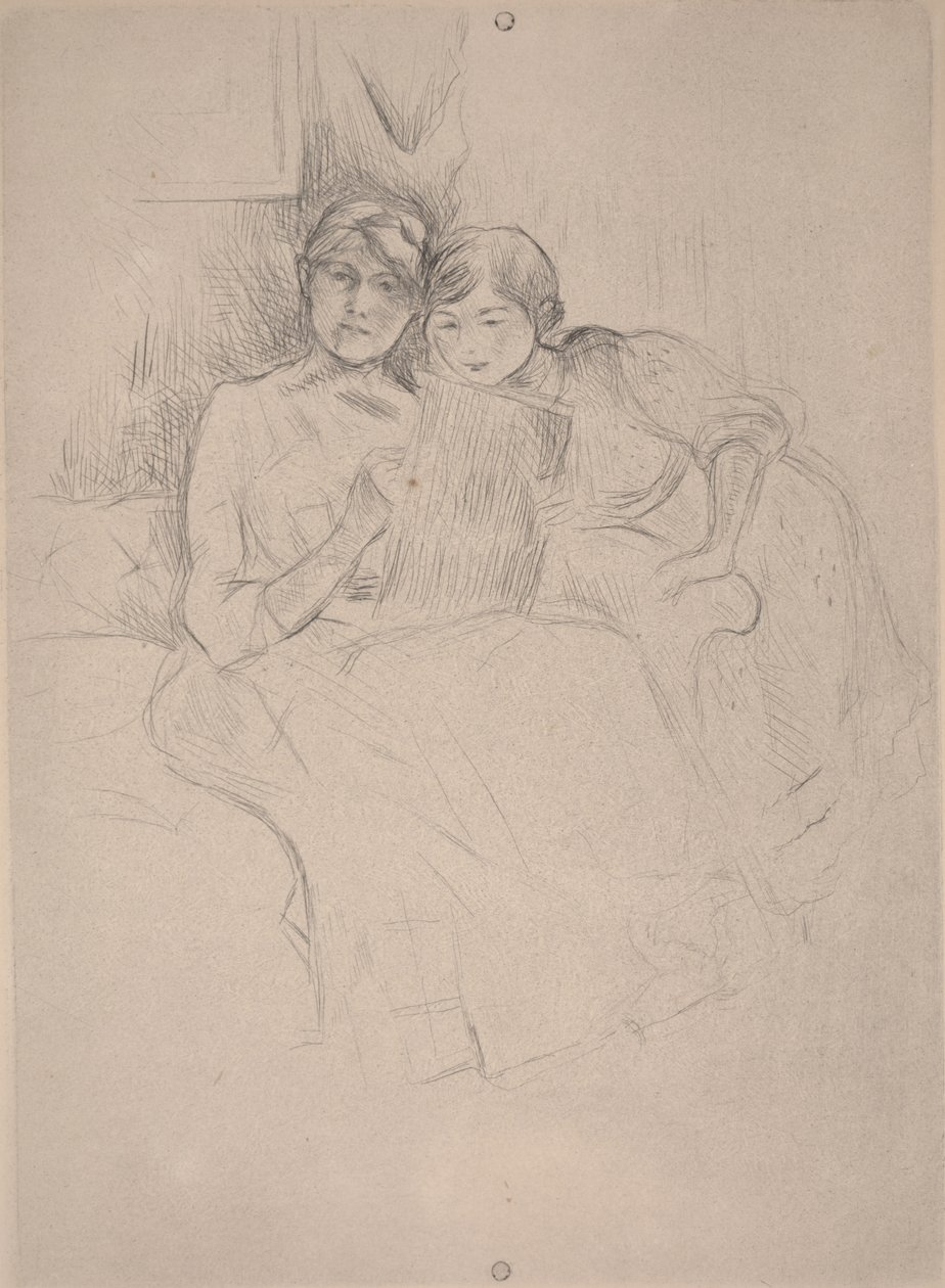 La lezione di disegno - Berthe Morisot che disegna con sua figlia, c.1889-90 da Berthe Morisot