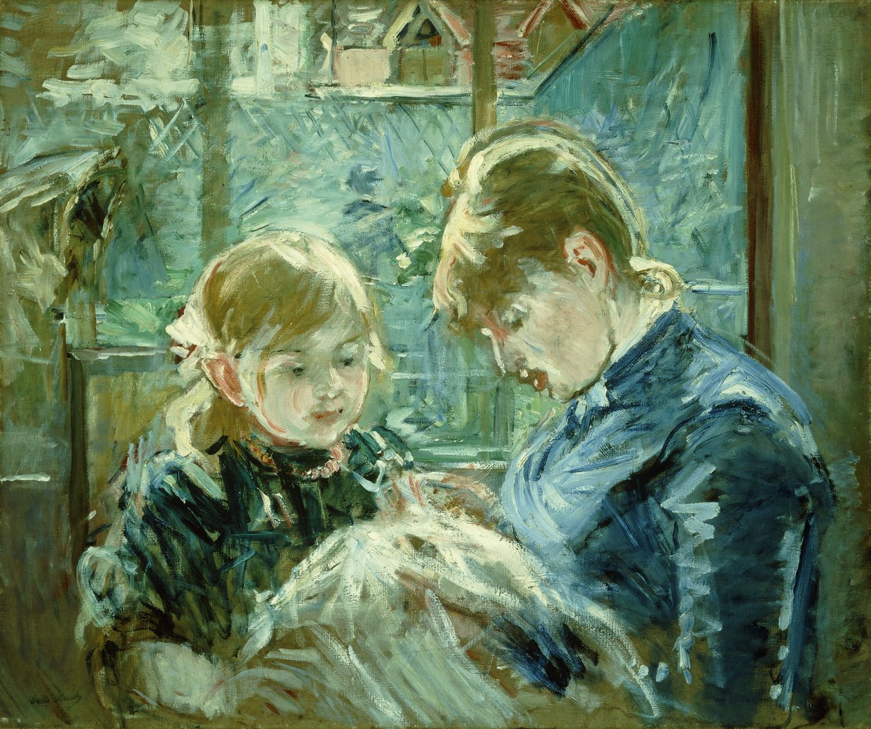 La lezione di cucito, 1884 da Berthe Morisot