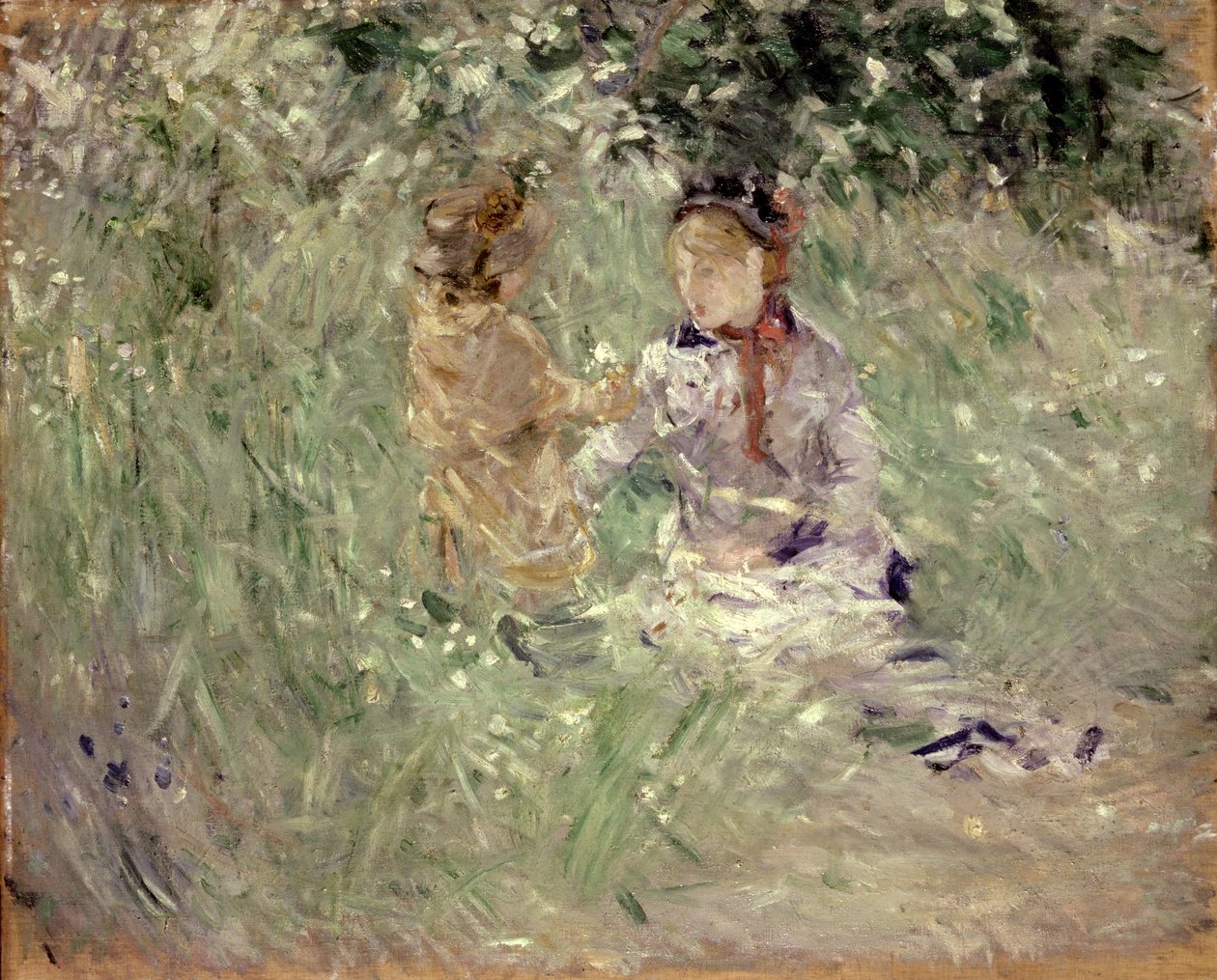 Donna e bambino in un prato a Bougival da Berthe Morisot