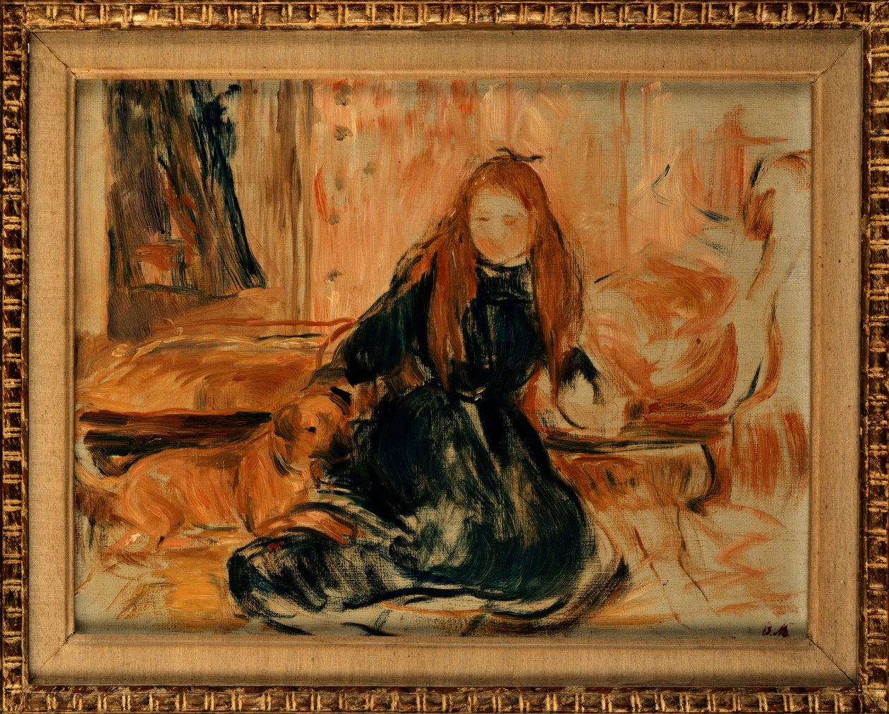 Ragazza che gioca con un cane, 1892 da Berthe Morisot