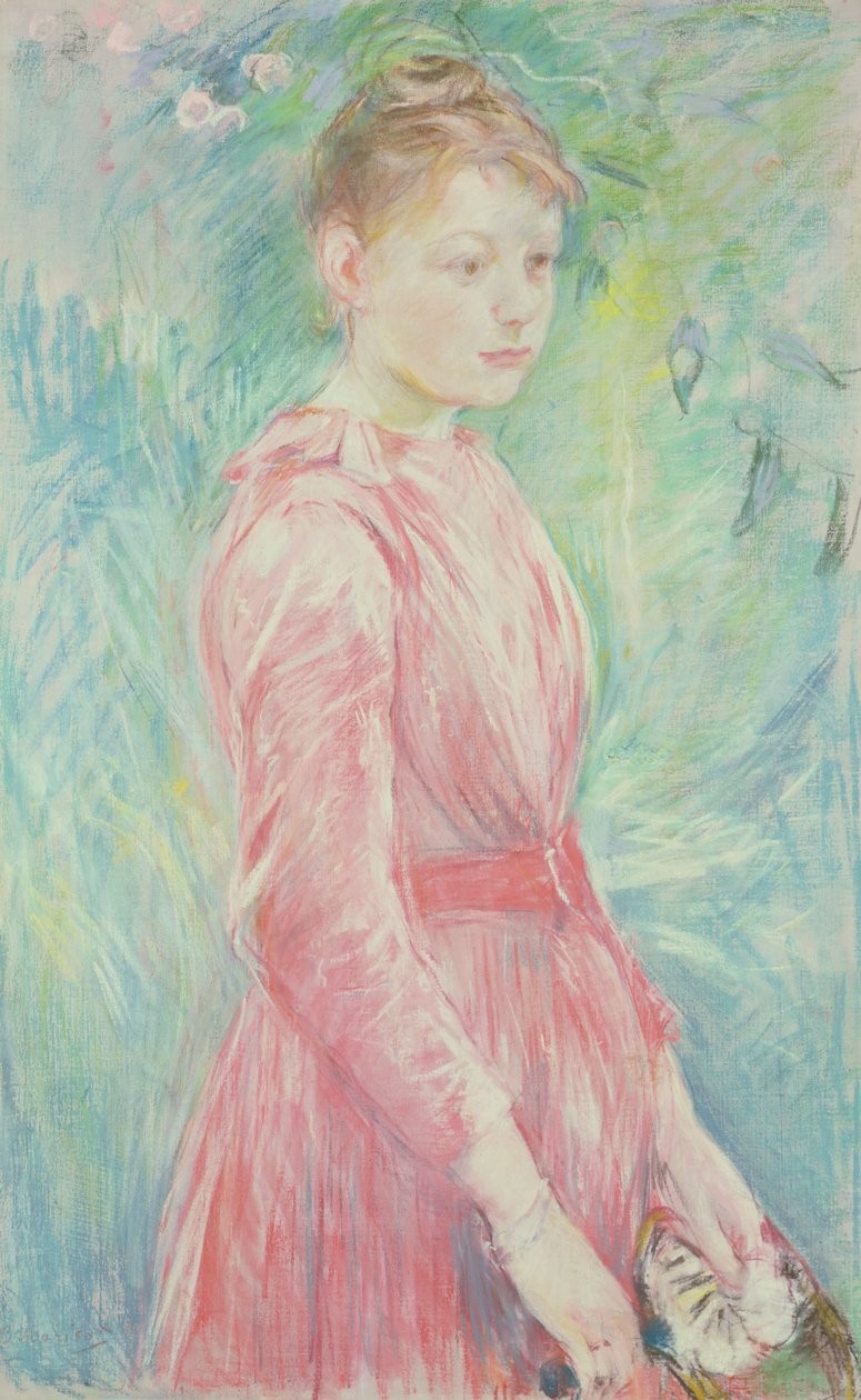 Ragazza in abito rosa (pastello su carta) da Berthe Morisot