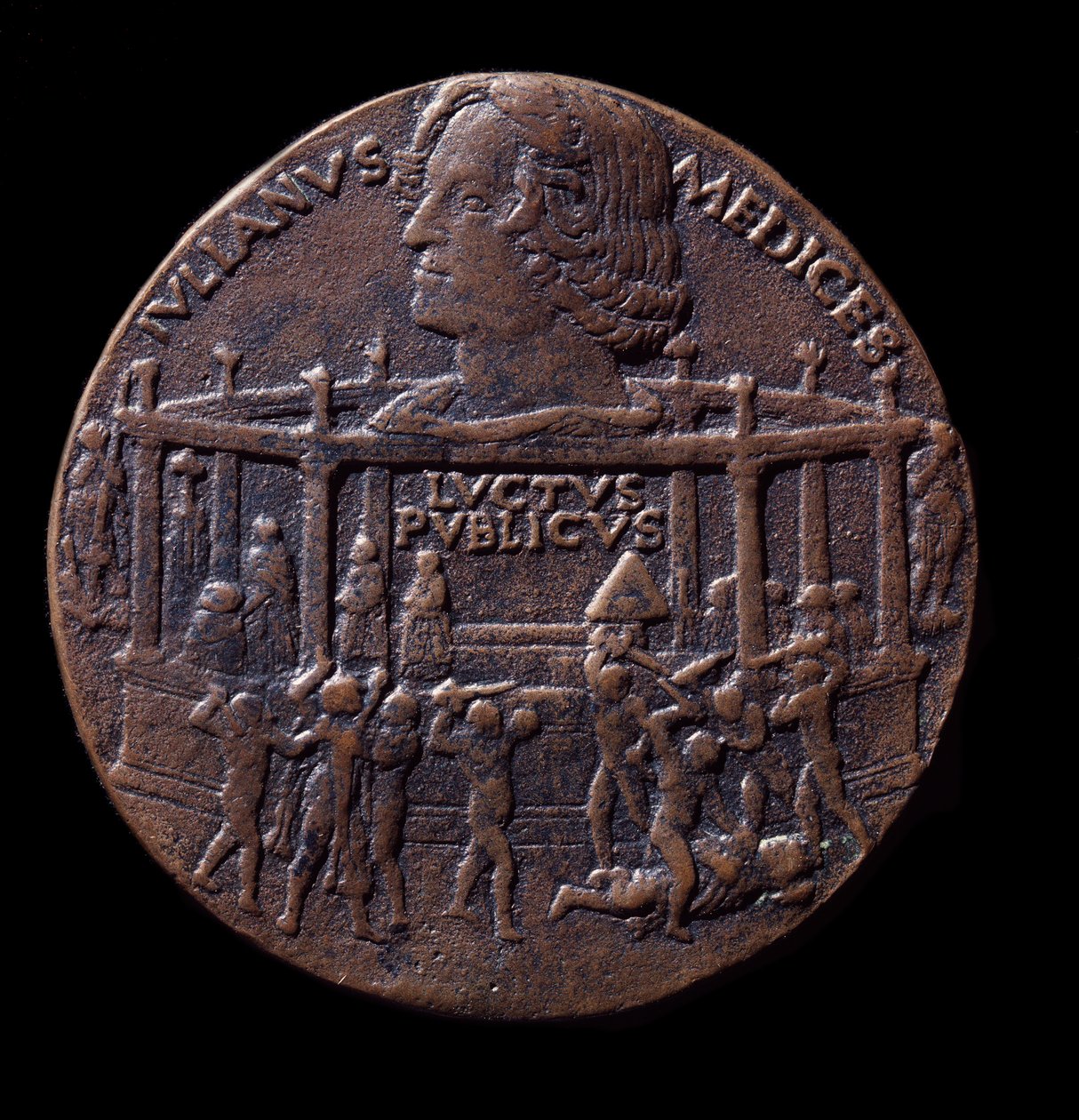 Medaglia di bronzo sulla congiura dei Pazzi (1478) da Bertoldo di Giovanni