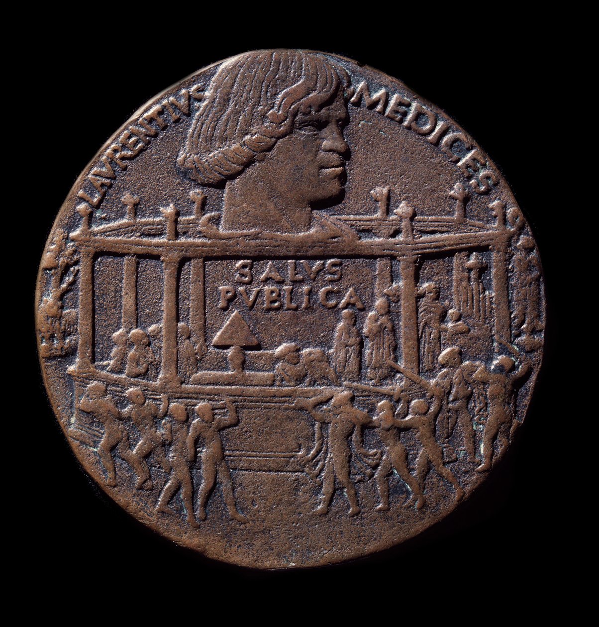Medaglia di bronzo sulla congiura dei Pazzi (1478) da Bertoldo di Giovanni