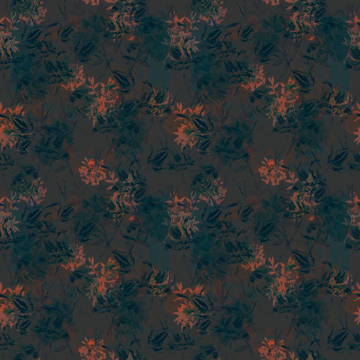 Burnt Umber Floral, 2015 (schema di ripetizione illustrativo) da Beth Travers