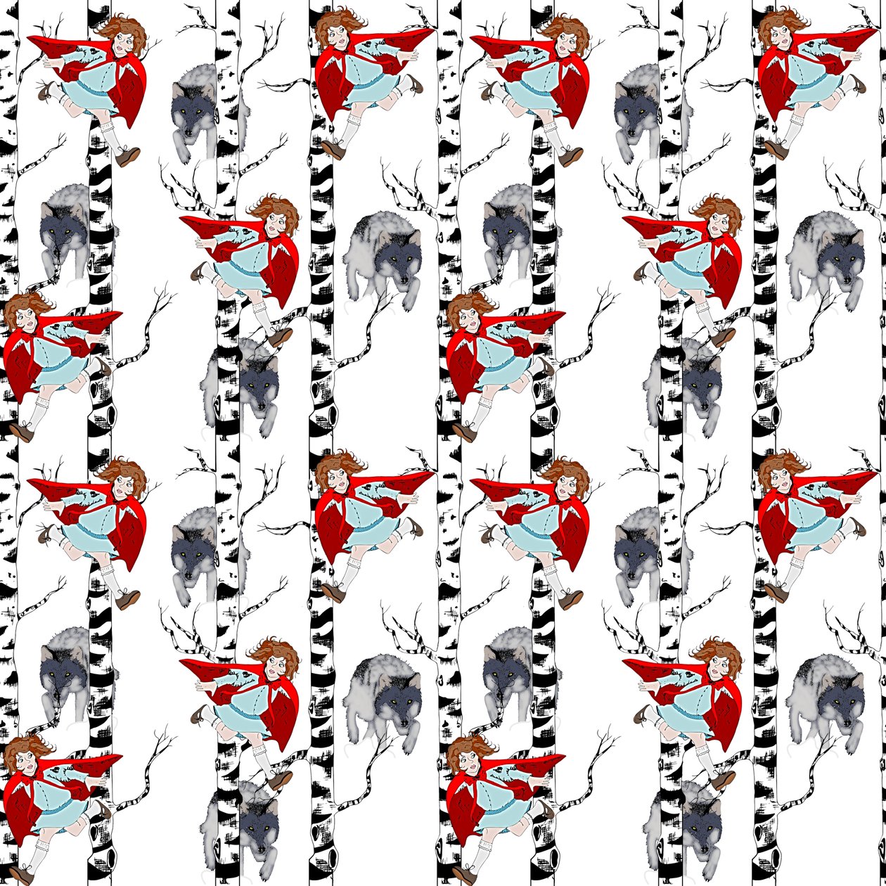 Cappuccetto Rosso, 2015 (schema di ripetizione illustrativo) da Beth Travers