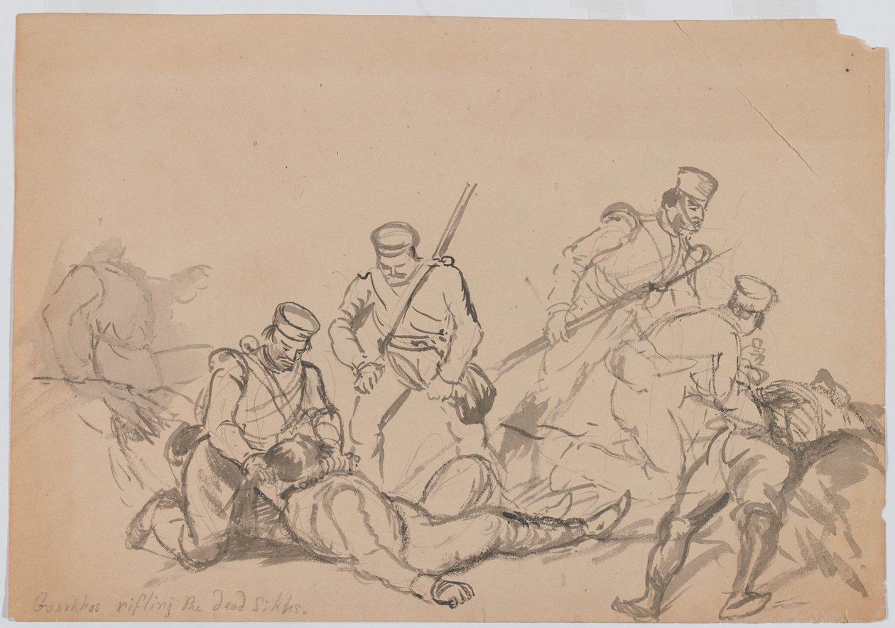 Gurkha che saccheggiano i morti Sikh da Bethune Donald Grant