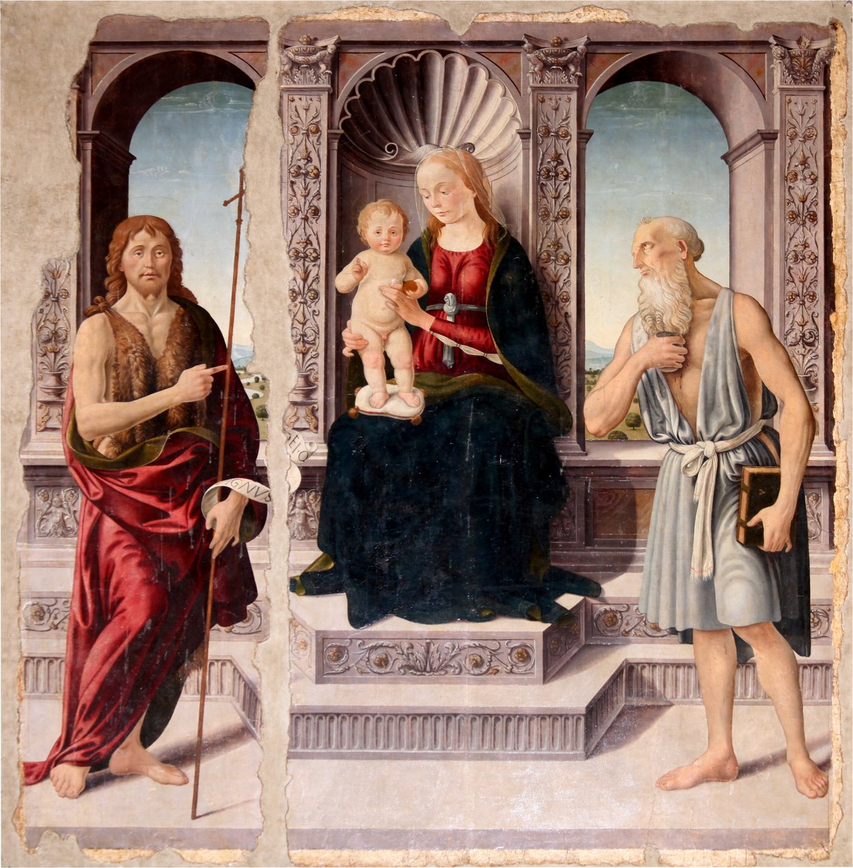 Madonna con Bambino in trono e i santi Giovanni Battista e Jeronimo da Biagio d
