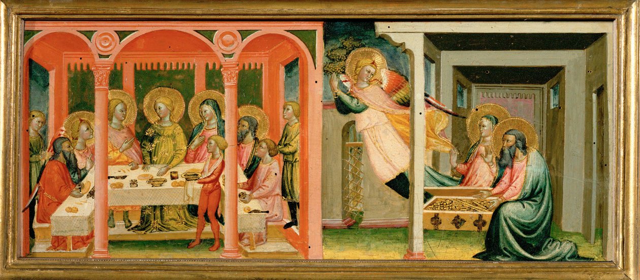 Scene della storia di Tobia: sposa Sarah ... (dipinto su tavola) da Bicci di Lorenzo
