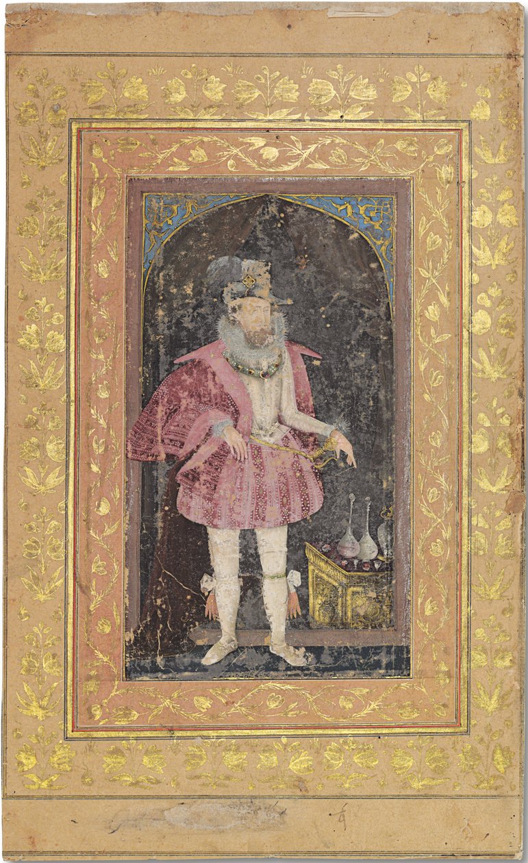 Un raro ritratto moghul di Giacomo I, c.1615-18 da Bichitr Bichitr