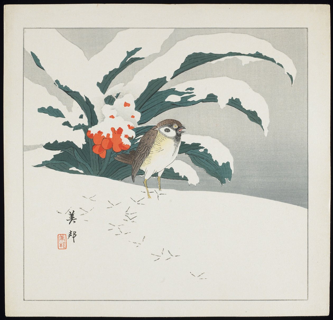 Uccello nella neve, inizio XX secolo da Biho Takashi or Takahashi (b. 1873. fl 1890 1930)