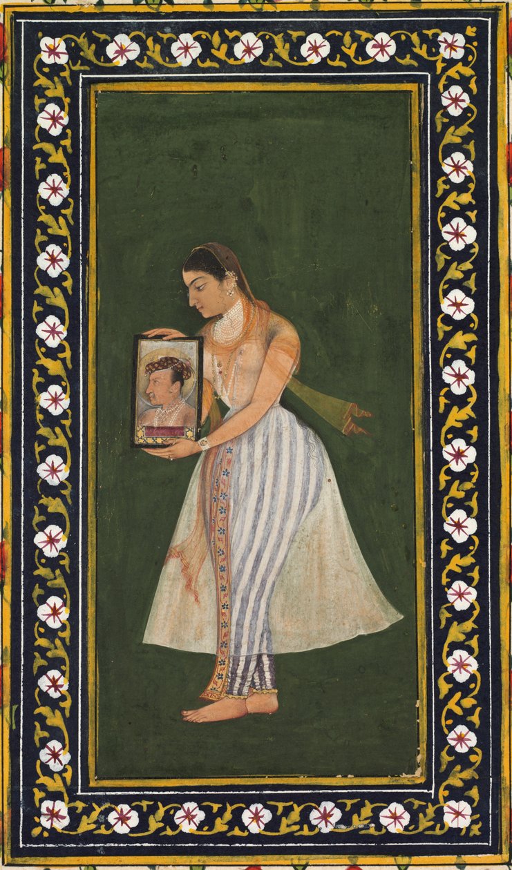 Nur Jahan che tiene un ritratto dell