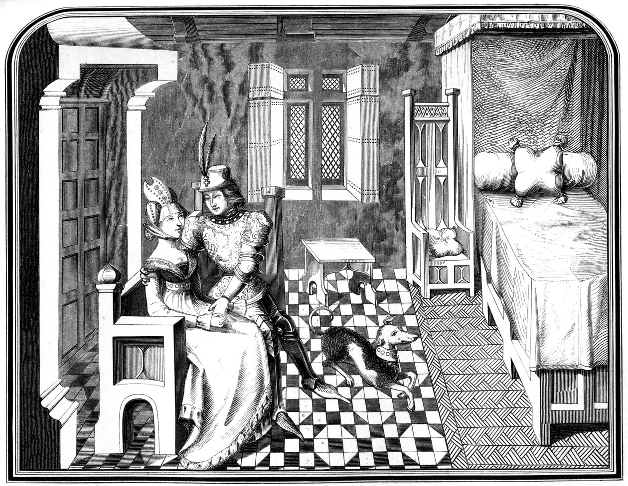 Un cavaliere e una dama, XV secolo, 1849 da Bisson and Cottard