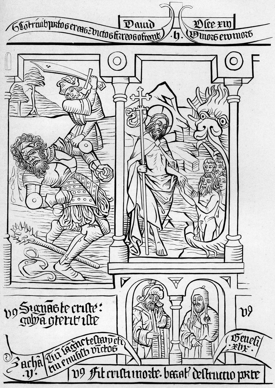 Frammento facsimile della pagina 28 della Bibbia dei Poveri, 1849 da Bisson and Cottard