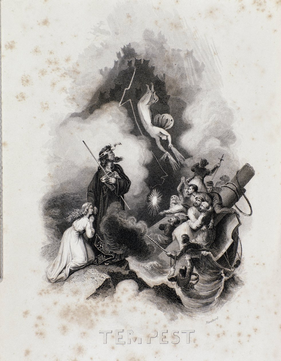 Incisione di Blanchard per il primo atto de La Tempesta di William Shakespeare da Blanchard Blanchard