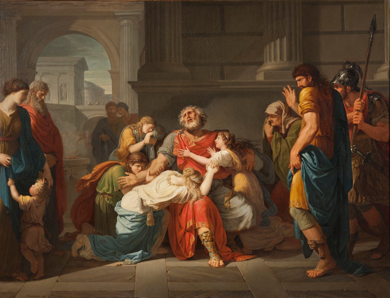 Edipo cieco che raccomanda i suoi figli agli dei da Benigne Gagneraux