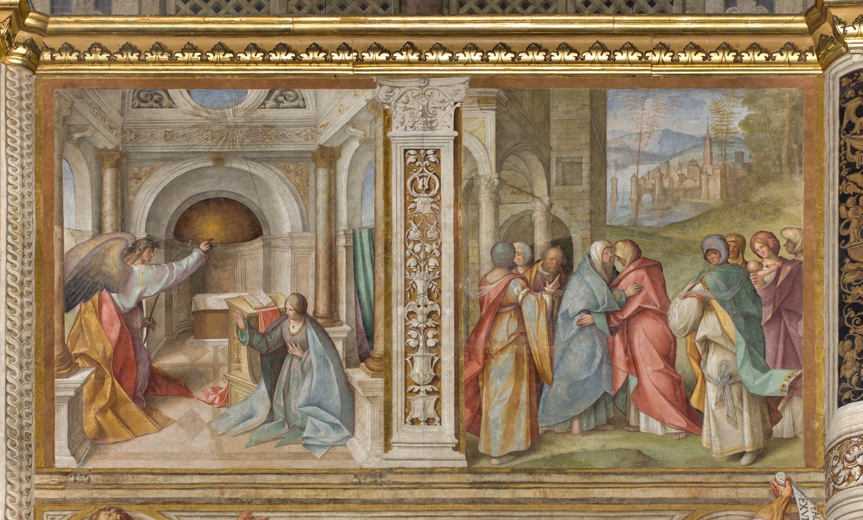 Navata Centrale, Terza Campata Nord, Annunciazione, Visitazione, Boccaccio Boccaccino 1516-17 da Boccaccio Boccaccino