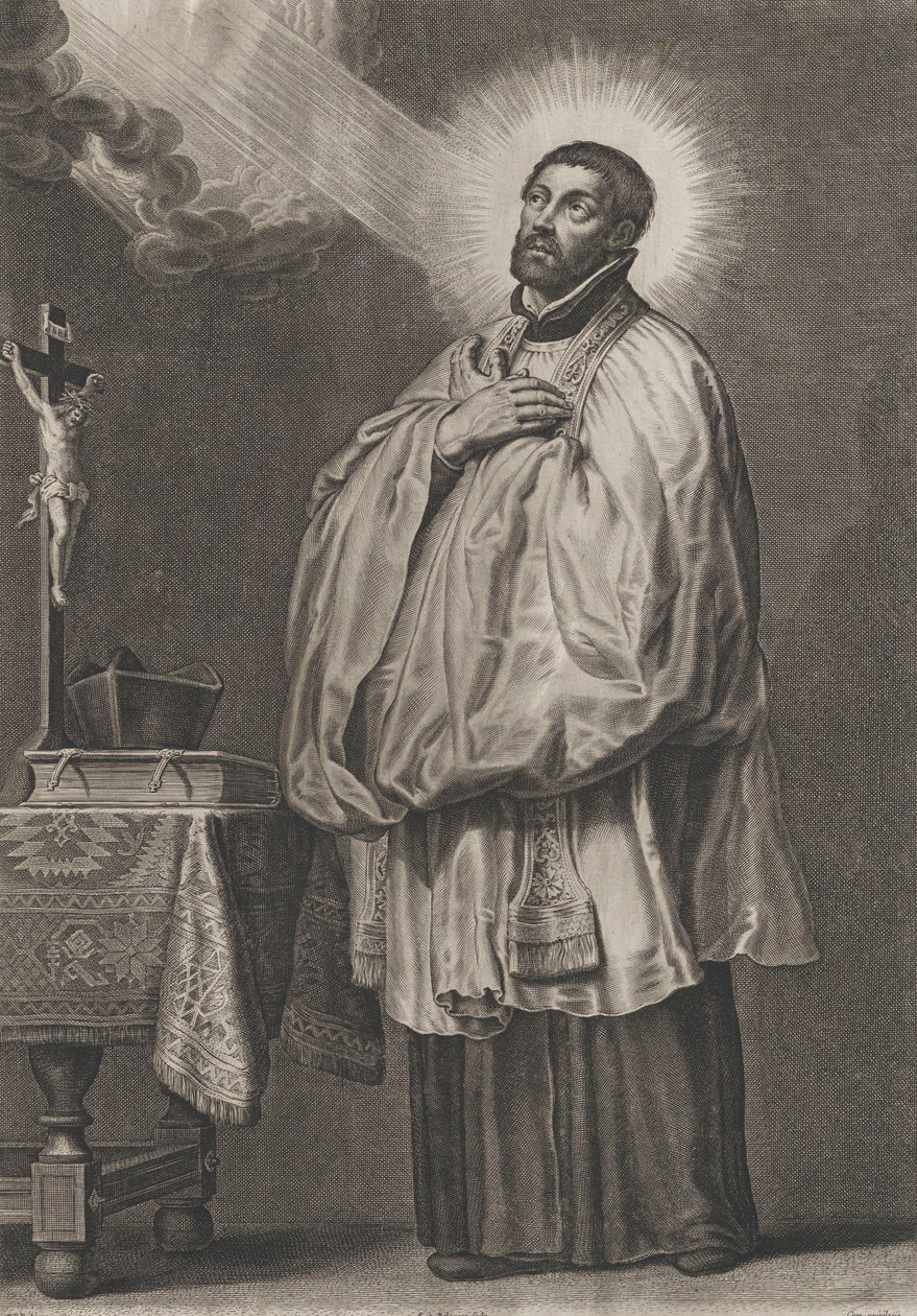 San Francesco Saverio con una luce divina che emana verso di lui dall