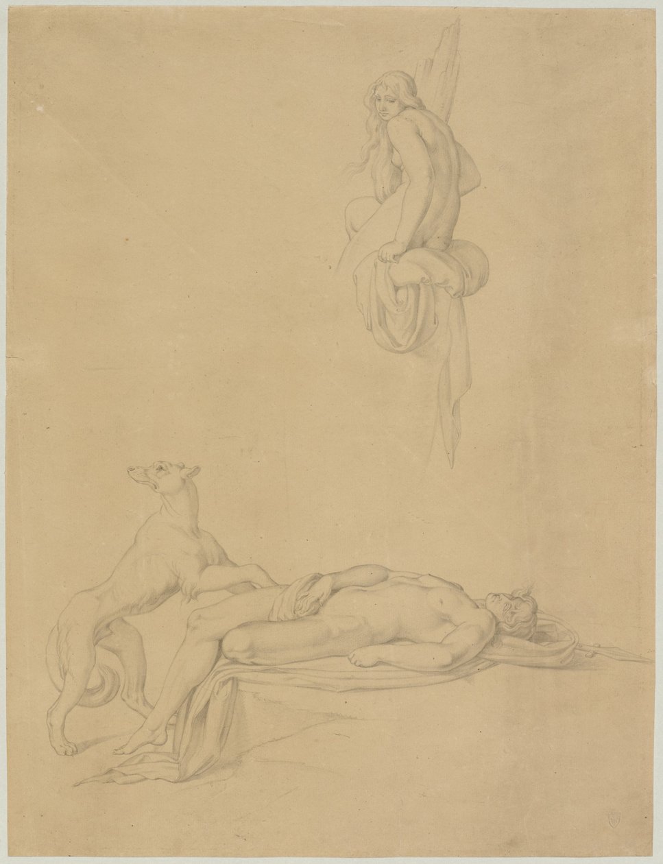 Studi di nudo per "Narciso ed Eco" di Ovidio da Bonaventura Genelli