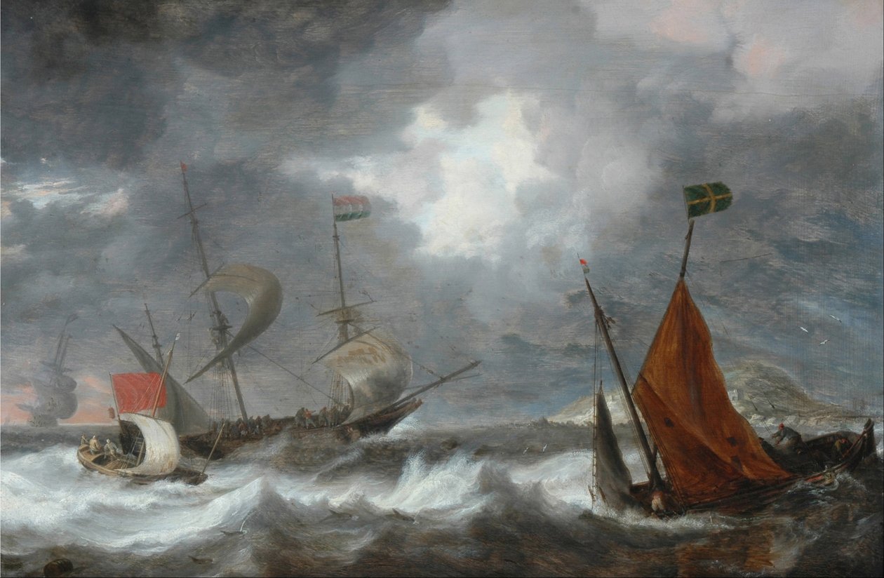 Tempesta marina con navi a vela da Bonaventura I Peeters