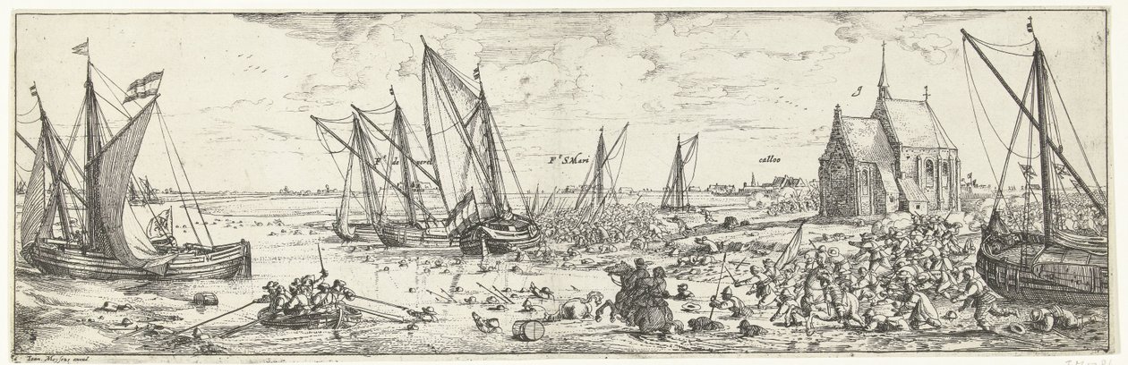 Attacco fallito al forte Kallo, 1638 da Bonaventura Peeters (I)