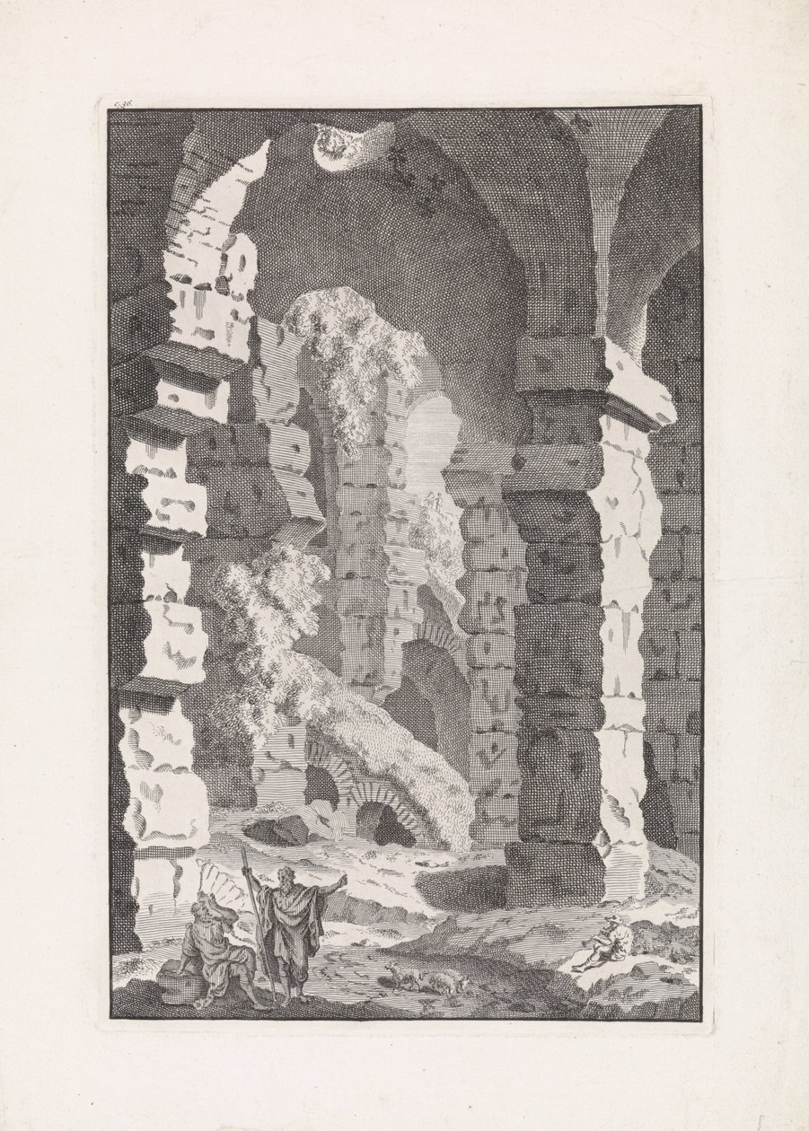 Pastore che suona tra le rovine (Reliquiae antiquae urbis Romae) da Bonaventura van Overbeek