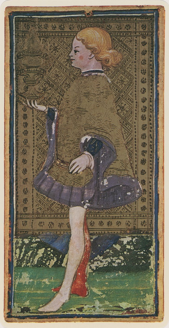 Il Fante di Coppe, facsimile di una carta dei tarocchi dal mazzo 