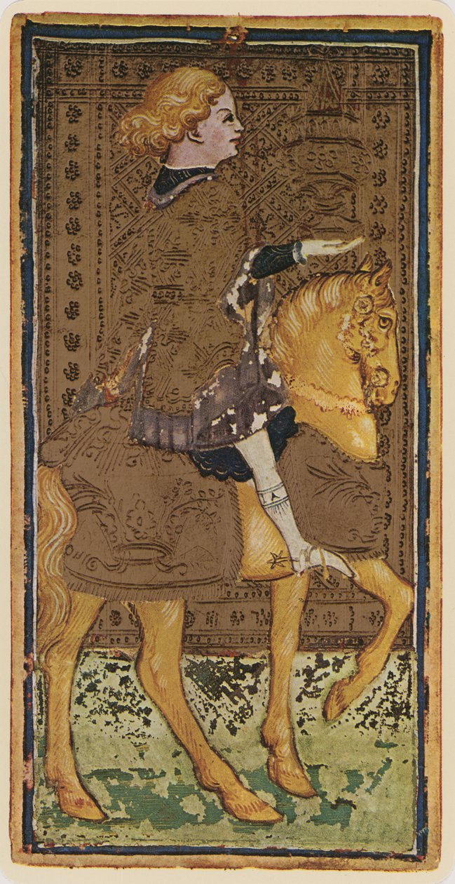Il cavaliere di coppe, facsimile di una carta dei tarocchi dal mazzo 