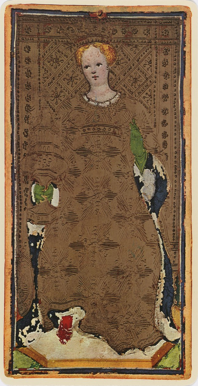 La Regina di Coppe, facsimile di una carta dei tarocchi dal mazzo 