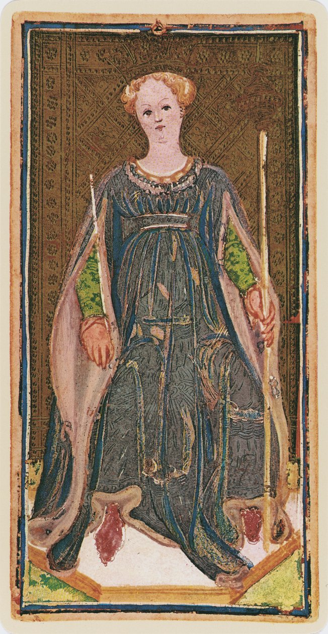La Regina di Bastoni, facsimile di una carta dei tarocchi dal mazzo 