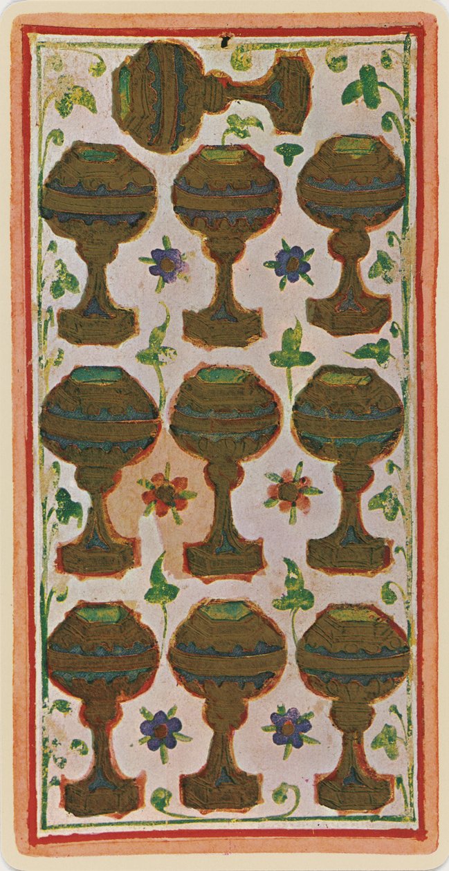 Dieci di coppe, facsimile di una carta dei tarocchi dal mazzo 