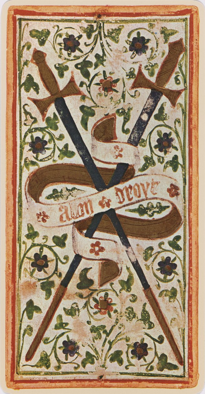 I Due di Spade, facsimile di una carta dei tarocchi dal mazzo 